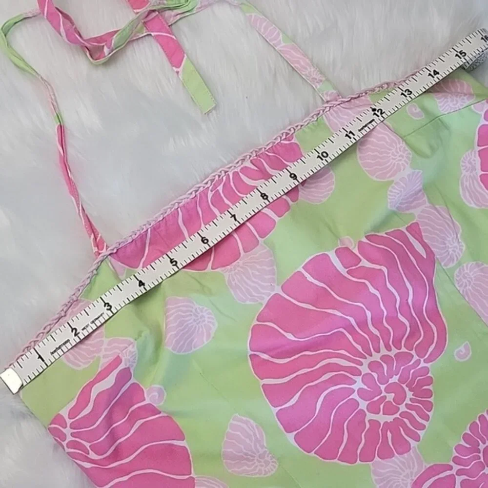 LILLY PULITZER Pink Nautilus Shell Print Strapless‎ Halter Cotton Sheath Dress 4 - Picture 6 of 10